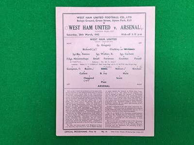 Lot 819 - 1941-2 West Ham United v. Arsenal Single Sheet...