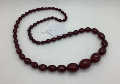 Lot 462 - A Long Single Strand Graduated Cherry Amber...