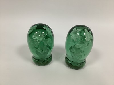 Lot 1213 - A Pair of Late XIX Century Green Glass Dump...