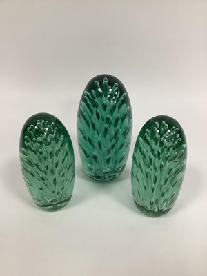 Lot 1023 - A Set of Three Late XIX Century Green Glass...