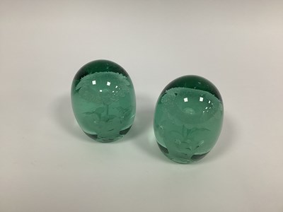 Lot 1018 - A Pair of Late XIX Century Green Glass Dump...