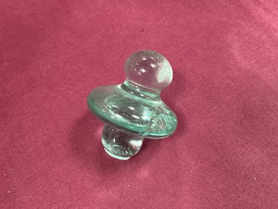 Lot 1016 - A Late XIX Century Green Glass Dump Inkwell...