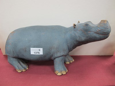 Lot 1376 - E. Moore, Stoneware Pottery Model of a Hippo,...