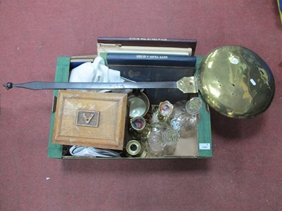 Lot 1094 - Brass Candlesticks, books, decanters,...