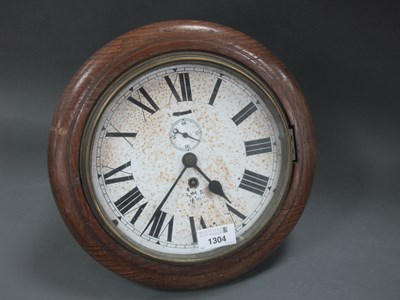 Lot 1304 - An Oak Cased 'LMS' Railway Clock, stamped...