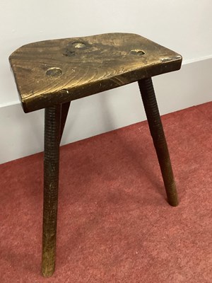 Lot 1510 - A XIX Century Elm Three Legged Cutler's Stool,...