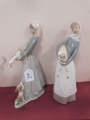 Lot 1210 - Lladro Lady Figurines, one holding lamb 26.5cm...