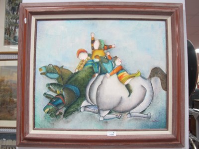 Lot 1439 - Joyce Roybal (Born 19550 Tangle of Horses and...