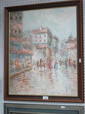 Lot 1426 - French Impressionist Street Scene Figures in...