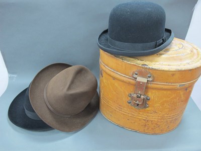 Lot 1389 - Felt Trilby Hats, in black and brown,...