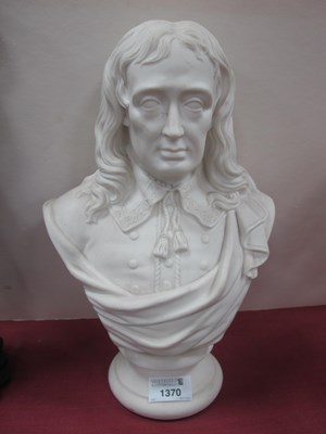 Lot 1370 - XIX Century Parian Bust of John Milton, on...