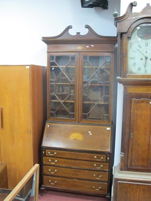 Lot 1531 - Edwardian Inlaid Mahogany Bureau Bookcase,...