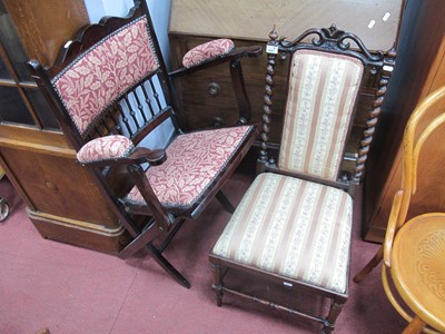 Lot 1527 - Edwardian Rosewood Bedroom Chair, with barley...