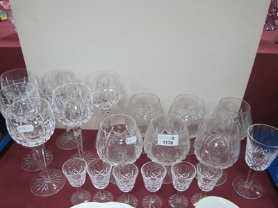 Lot 1178 - Sets of Six each Waterford Crystal Hock and...