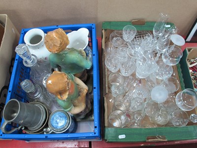 Lot 1008 - Cut Glass Decanters, glassware, 1930's plaster...