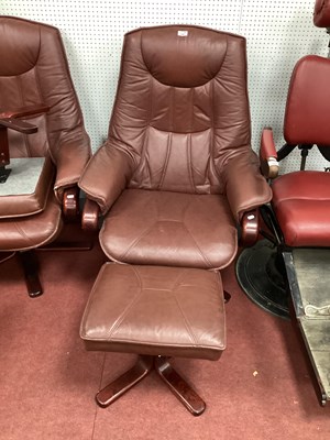 Lot 1461 - Sumo Claret Leather Easy Chair, with swivel...