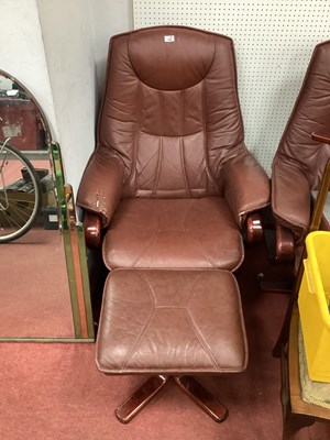 Lot 1460 - Sumo Claret Leather Easy Chair, with swivel...