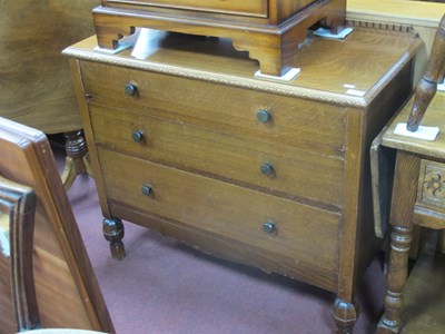 Lot 1503 - 1030's Oak Chest of Three Drawers, having...