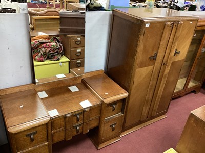 Lot 1474 - 1930's Oak Dressing Table and Tall Boy, both...