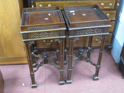 Lot 1532 - Pair of Chinese Chippendale Style Hardwood...