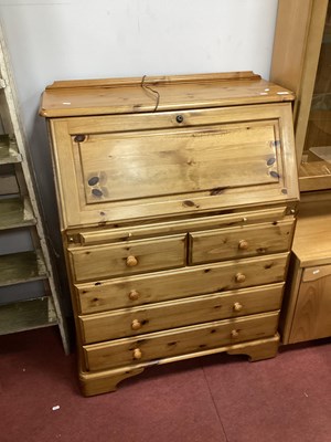 Lot 1485 - Pine Bureau, with fall front, fitted interior,...