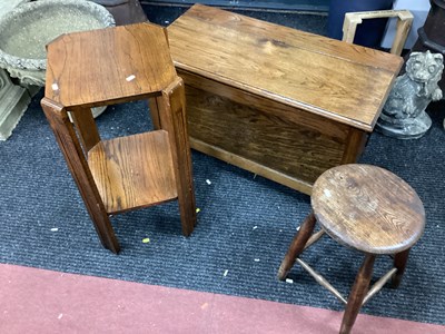 Lot 1472 - Oak Blanket Chest, with blind fret fascia,...