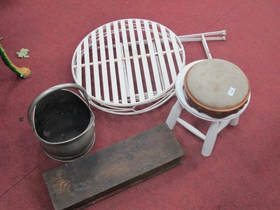 Lot 1535 - Painted Metal Patio Table, milking stool, foot...