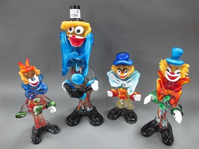 Lot 1150 - Murano Glass Clowns (faults noticed), the...