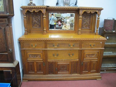 Lot 1687 - Early XX Century Oak Mirror Backed Sideboard,...