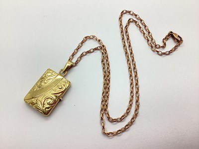 Lot 94 - A 9ct Gold Rectuangular Locket Pendant, of...