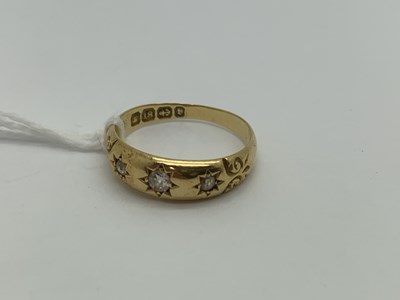 Lot 523 - A Victorian 18ct Gold Three Stone Diamond Ring,...