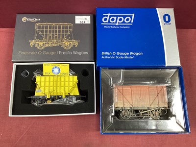 Lot 651 - Two boxed O gauge wagons: Ellis Clark Presflo...