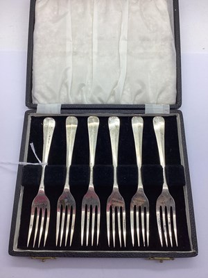 Lot 49 - A Set of Six Hallmarked Silver Dessert Forks,...