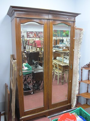 Lot 1486 - Edwardian Inlaid Mahogany Double Wardrobe,...