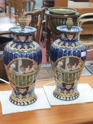 Lot 1128 - Vinness Style Ceramic Table Lamps, featuring...