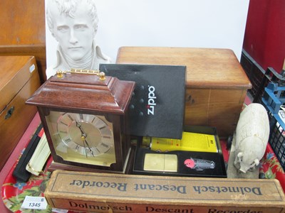 Lot 1345 - XIX Century Box, bust of Napoleon, Zippo set,...