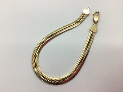 Lot 133 - A 9ct Gold Flat Link Bracelet, 19.5cm long...