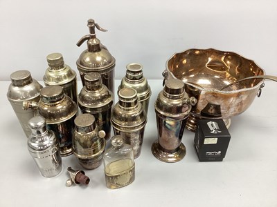 Lot 175 - An Assortment of Plated Cocktail Shakers,...