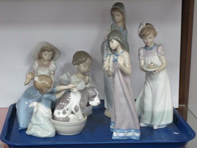 Lot 1217 - Lladro figurines Bashful Bather Girl, Happy...