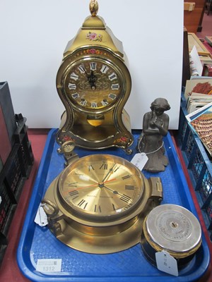 Lot 1312 - A brass Royal Mariner Quartz ships clock, one...