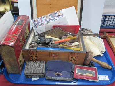 Lot 1307 - Snapshots Tin, cutlery, marquetry box,...