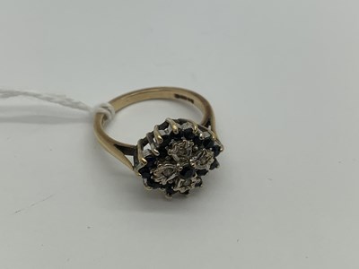 Lot 472 - A 9ct Gold Cluster Dress Ring, of flowerhead...