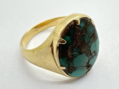 Lot 120 - An Antique Style Mosaic Turquoise Ring, the...