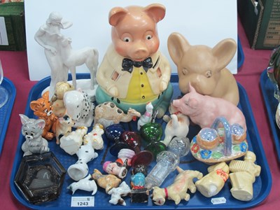 Lot 1243 - Ellgreave Piggy Bank, pottery animals,...