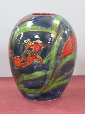 Lot 1190 - Anita Harris 'Koi Carp' Delta Vase, gold...