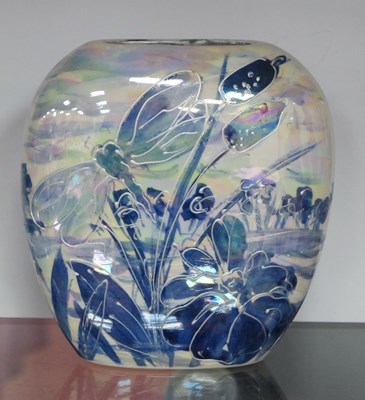 Lot 1214 - Anita Haris Blue and White Lustre 'Dragonfly'...