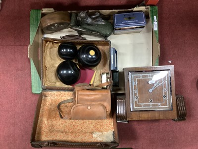 Lot 1035 - Crown Green Bowls, in a case, 1920's mantel...