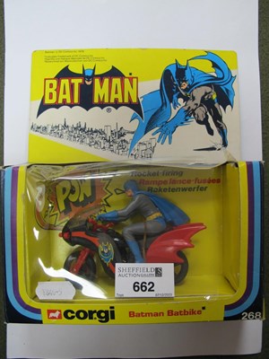 Lot 662 - A boxed Corgi 268 Batman Batbike, minor...