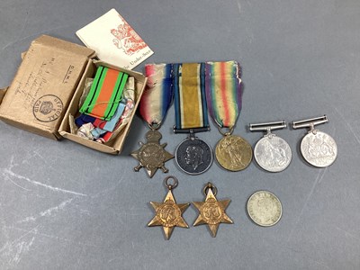 Lot 652 - WWI Trio Medal Group On Bar, comprising...