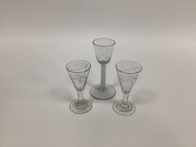 Lot 1004 - A XIX Century Wine Glass, the ogee bowl raised...